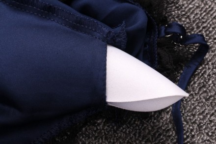 Сексуальный, шелковый халат+пеньюар в синем цвете. Халат на запах из тонкого атл. . фото 9