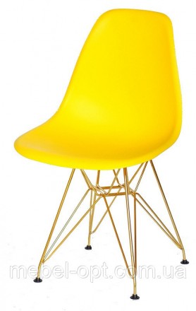 Стул Nik GD-ML желтый 12 на золотых металлических ножках, дизайн Eames DSR Eiffe. Киево-Святошинский. фото 1 Стул Nik GD-ML желтый 12 на золотых металлических ножках, дизайн Eames DSR Eiffe. Киево-Святошинский. фото 1