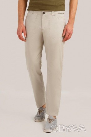 Стильные мужские летние брюки прямого кроя от финского бренда Finn Flare, бежево. . фото 1