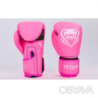 Перчатки боксерские Venum на липучке (р-р 8-12 oz, розовые) изготовлены из качес. . фото 1