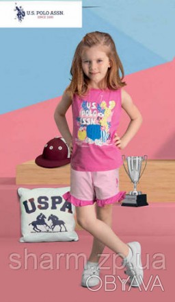 U.S. POLO Комплект майка+шорты девочка 458-4
Размеры: 4, 5, 6, 7, лет 100% COTTO. . фото 1