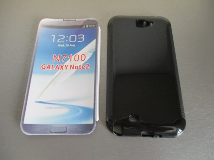 Чехол бампер для Samsung Galaxy Note 2 N7100. Силикон.  Цвет - черный. 

- доп. . фото 2