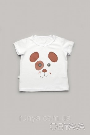 Детская футболка для мальчика ‘Щенок’. Красивая футболка для мальчика из натурал. . фото 1