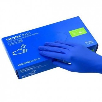 Перчатки нитриловые Nitrylex Basic S Синие (100 шт). Кривий Ріг. фото 1 Перчатки нитриловые Nitrylex Basic S Синие (100 шт). Кривий Ріг. фото 1
