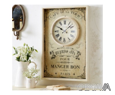 Гигантские французские деревянные настенные часы с металлической отделкой вокруг. . фото 1