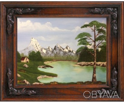 Картина "Лісове озеро" виконана олією на полотні, в рамі. Картина спокійна, пере. . фото 1