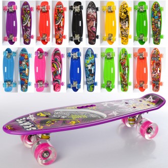 Скейт (пенни борд) Penny board со светящимися колесами ЖЕЛТЫЙ арт. 0749-6
Соврем. . фото 3