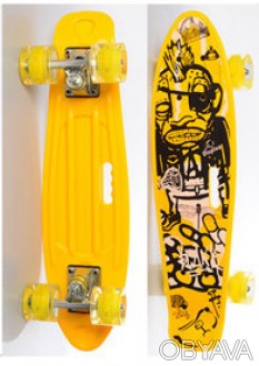 Скейт (пенни борд) Penny board со светящимися колесами ЖЕЛТЫЙ арт. 0749-6
Соврем. . фото 1