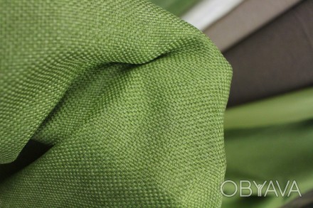Однотонная ткань для штор мешковина, цвет зеленый. Ткань плотная, тяжелая, качес. . фото 1
