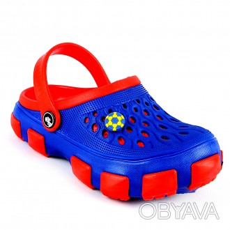 Детские легкие сабо, кроксы для мальчика синие с красным от Jose Amorales (Украи. . фото 1