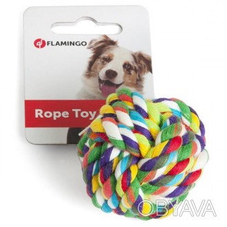 Flamingo Cotton Ball - игрушка мяч для собак. Изготовлен из прочного плетеного к. . фото 1