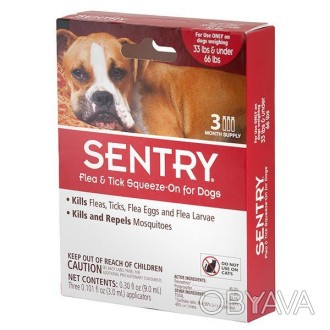 Sentry капли от блох, клещей и комаров для собак весом 15-30 кг:
– защищают от б. . фото 1