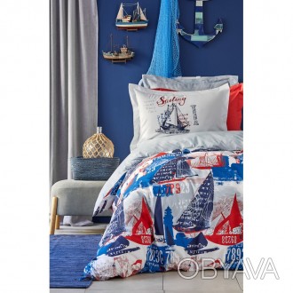 Постельное белье Karaca Home - Hutson mavi 2019-2 голубой ранфорс подростковое
П. . фото 1