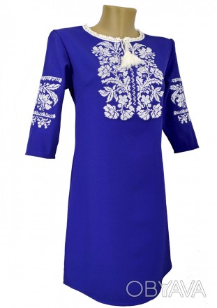 Вышитая женская платье в синем цвете
Платье из натурального ткани мадонна имеет . . фото 1