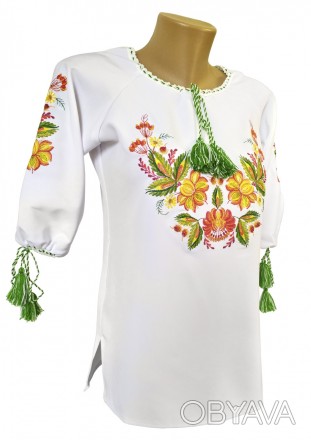 Изысканная женская вышиванка с народным орнаментом в белом цвете
Хотите эффектно. . фото 1