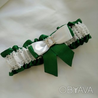 Подвязка на ногу невесты зеленая
 Заказать подвязку и многие другие свадебные ак. . фото 1