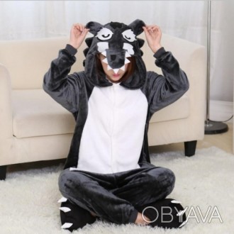 Пижама Кигуруми из флиса взрослая и детская Волк, размер M, серый
Эта пижама, дл. . фото 1
