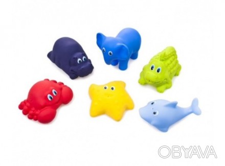Детский набор резиновых игрушек для ванной Fancy Baby Веселое купание, 6 фигурок. . фото 1