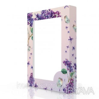 Коробка картонная, подарочная, с цветками сирени и бабочками для романтичных нат. . фото 1
