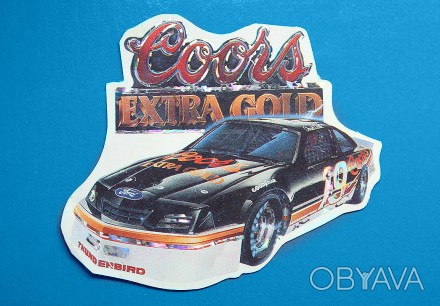 Наклейка Машина | «Ford Thunderbird Coors Extra Gold #19» (72x59 mm). . фото 1
