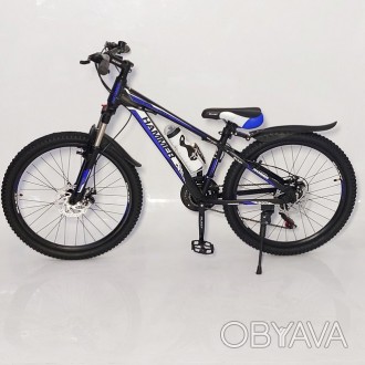 Горный подростковый велосипед HAMMER S300 BLAST БЛАСТ черно синий 24 дюйма рама . . фото 1