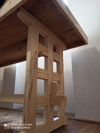 Стол с осокорь (тополь чёрный ), покрыт лаком, 2100*720*830(высота).Индивидуальн. . фото 8