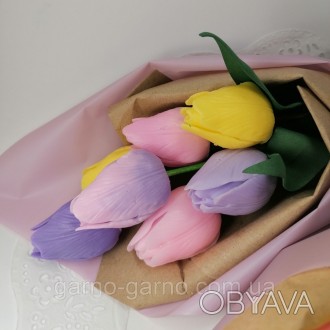 Букет из мыльных цветов тюльпаны Цветочная композиция из мыла ручной работы Мыль. . фото 1