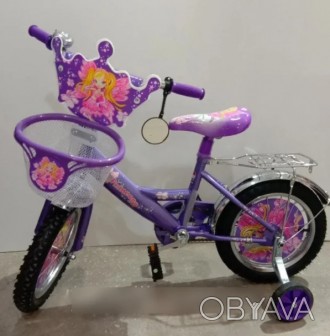 Детский велосипед Mustang Принцесса 14 дюймов фиолетовый Характеристики: низкая . . фото 1