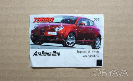 Вкладыш от Жвачки | «TURBO» (003) Alfa Romeo MiTo

Номер вкладыша . . фото 1
