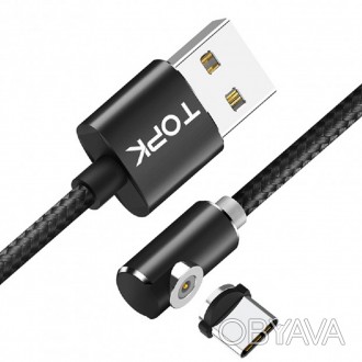 Вращающийся магнитный светящийся кабель Topk USB 2m 360° (TK51i-VER2) Type-C ней. . фото 1