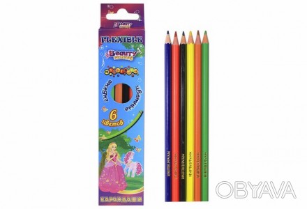 Олівці кольорові 6 кольорів гнучкі Мультяшки Princess 7560
 
Кольорові олівці Му. . фото 1