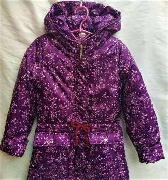 Хорошего качества демисезонные Куртки ветровки для девочек - цвет сиреневый с цв. . фото 2