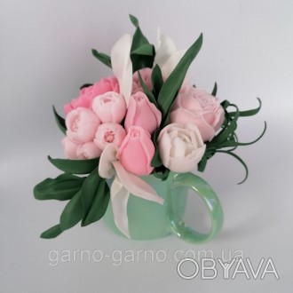 Оригинальный подарок - букет из мыла ручной работы . Цветы пионы роз красивое и . . фото 1