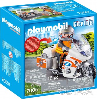 
 Playmobil 70051 
Серия City Life 
Мотоцикл с сиреной - спасатель 
 
Набор для . . фото 1