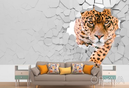 
Фотообои 3Д тигр, стена — это замечательная возможность сделать дизайн спальни . . фото 1