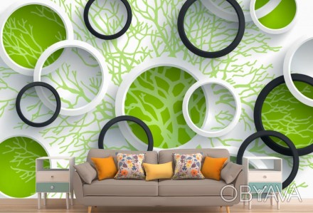 
Фотообои 3Д крона дерева, круги идеально впишутся в интерьер любой гостиной или. . фото 1