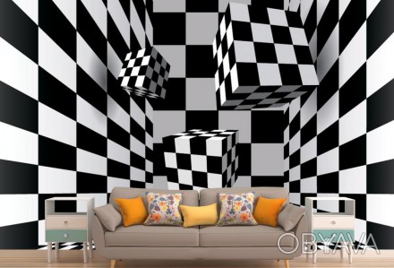 
Фотообои 3Д шахматная доска с кубами — прекрасное современное решение для интер. . фото 1