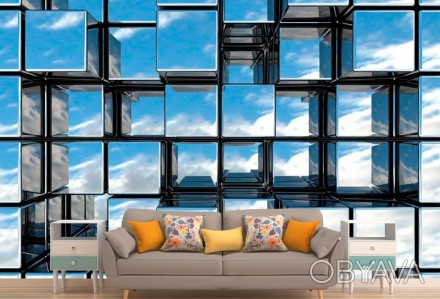 
Фотообои 3Д кубы, вид на небо с облаками — прекрасное современное решение для и. . фото 1