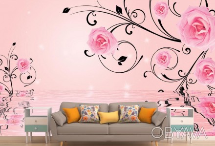 
Фотообои 3Д изумительные розы над розовой водой — это замечательная возможность. . фото 1