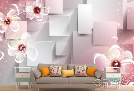 
Фотообои 3Д розовые стереоскопические цветы, квадраты — прекрасный способ измен. . фото 1