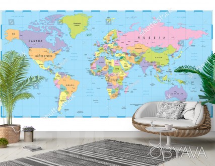 
Фотообои географическая карта мира как нельзя лучше подойдет для детской комнат. . фото 1
