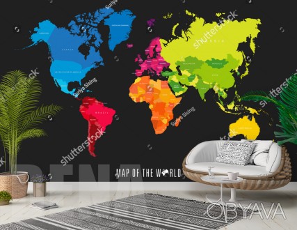 
Фотообои радужная карта мира - самый настоящий хит продаж в Украине! Яркая цвет. . фото 1