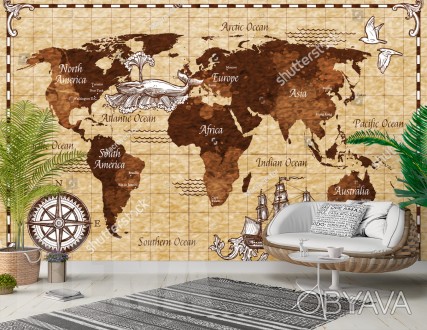 
Фотообои старинная карта мира добавят “изюминку” и особого шарма в ваше помещен. . фото 1
