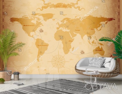 
Фотообои карта континентов - универсальное решение для оформления гостиной, офи. . фото 1