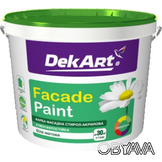 
Краска фасадная "Facade" DekArt - готовый лакокрасочный материал для наружных о. . фото 1