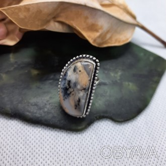 Предлагаем Вам купить неповторимое кольцо с натуральным камнем дендро-опал в сер. . фото 1