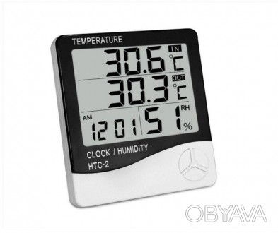 Гигрометр Метеостанция HTC-2 Часы Термометр Выносной Датчик Температуры. 
 
Отоб. . фото 1