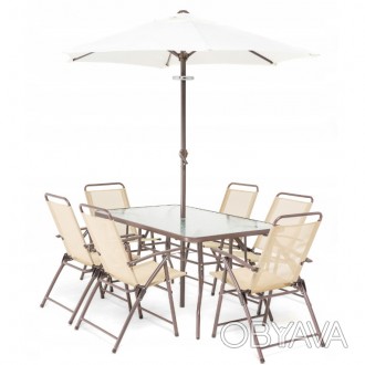 Набор садовой мебели PALERMO + Стол + 6 стульев + Зонт
Столешница изготовлена ​​. . фото 1