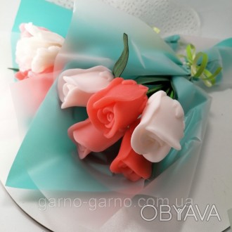 Цена за 1 букет
Букет из мыльных цветов розы Цветочная композиция из мыла ручной. . фото 1
