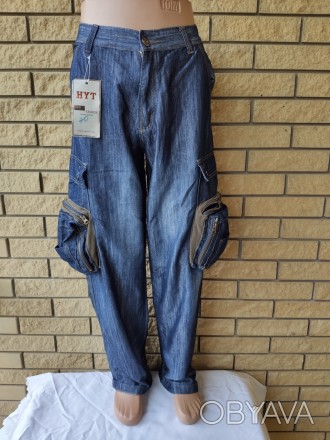 Брюки, джинсы мужские коттоновые с накладными карманами "карго" HIT, Турция, 100. . фото 1